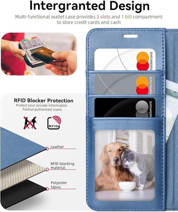 OCASE Compatible with Galaxy S25 Wallet Case, PU Leather Flip Folio Case with Card Holders RFID Blocking Kickstand [Shockproof TPU Inner Shell] Protective Phone Cover 6.2 Inch 2025, Light Blue