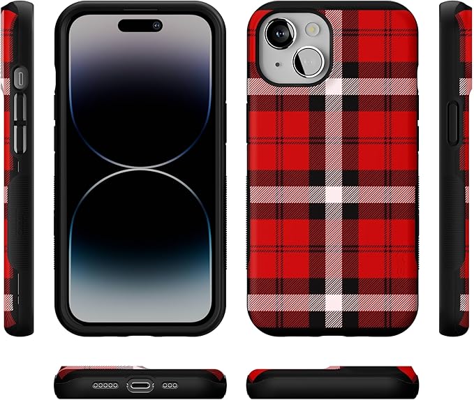 Casely iPhone 14 Case | As if! | Red Plaid | Compatible with MagSafe | Bold Protective Design