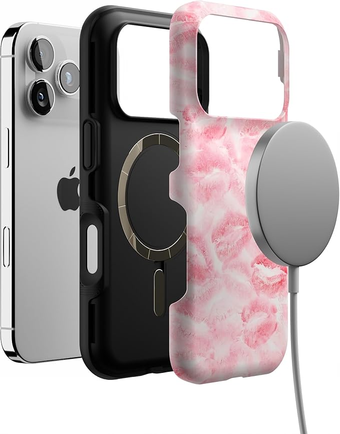Casely iPhone 17 Pro Case | Sealed with a Kiss | Pink Lipstick | Bold Protective Design | Compatible with MagSafe