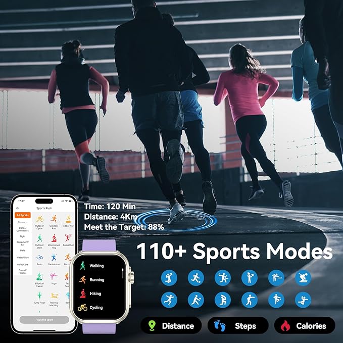 Smart Watch for Men Women, 1000 mAh 100 Day Battery Life, 1.85" Fitness Tracker Bluetooth Call/Make Calls, IP68 Waterproof, 120+ Sport Modes, 24/7 Heart Rate/Sleep Monitor Fitness Watch, iOS/Android