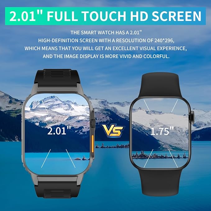 Smart Watch(Answer/Make Call), 2.01" Smartwatch for Men Women, IP67 Waterproof, 100+ Sport Modes Fitness Tracker, Heart Rate Sleep Monitor, AI Voice, Smart Watches for Android iOS Phones