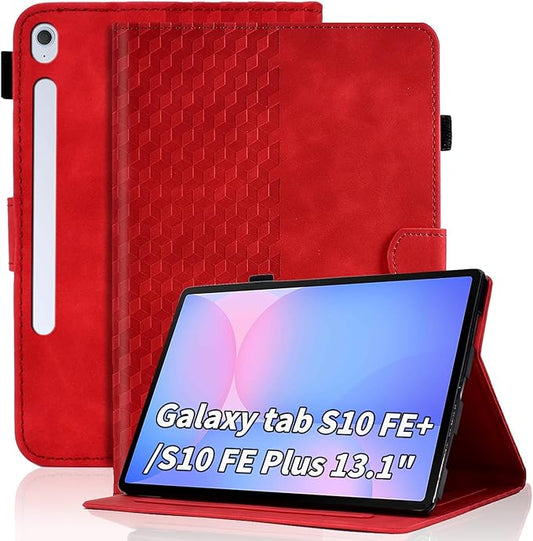 Case for Samsung Galaxy Tab S10 Fe Plus 2025 13.1" Multi-Angle Viewing Protective,Magnetic PU Leather Folio Adjustable Stand Shell Foldable Card Holder,Galaxy Tab S10 Fe+, Red