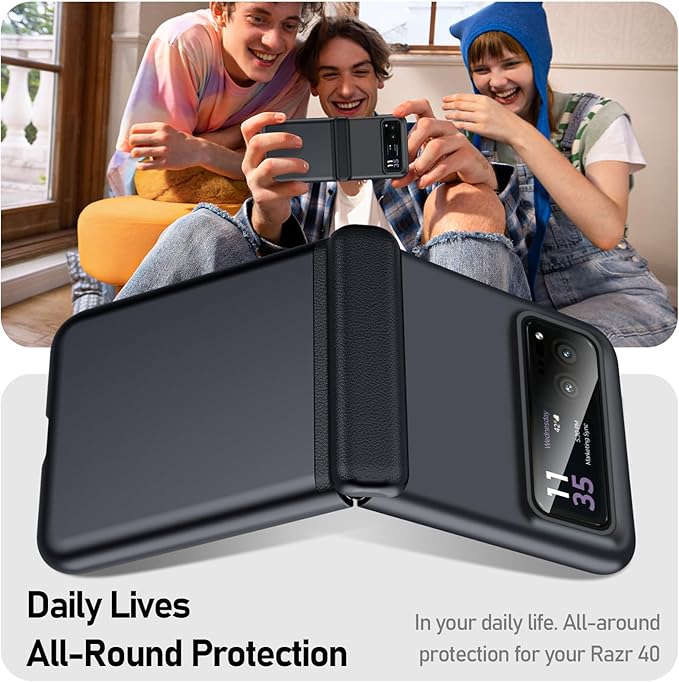 for Motorola Razr 2023 Case Full Body Cover & Magnetic Hinge Protection & Ultra Thin Matte PC Shockproof Phone Cover Smartphone Case for Moto Razr 2023 (Black)