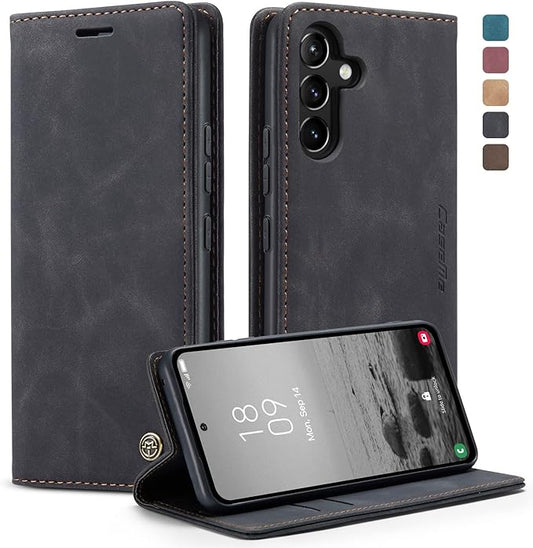 for Samsung Galaxy A54 5G Case, Flip Wallet Leather Case with Card Holder Magnetic Closure Shockproof Kickstand Protective Phone Cases Cover for Galaxy A54 6.4 Inch,Black