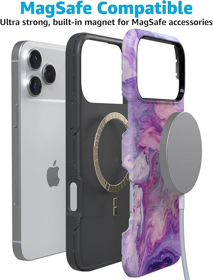 Casely iPhone 17 Pro Case | Tie Dying Over You | Purple Marble | Compatible with MagSafe | Bold Protective Design