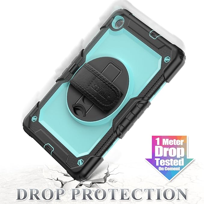SEYMAC stock Case for Samsung Galaxy Tab S6 Lite 10.4’’ (2024-2020) with Screen Protector Pencil Holder [360° Rotating Hand Strap] &Stand, Drop-Proof Case for Galaxy Tab S6 Lite Tablet, SkyBlue/Black