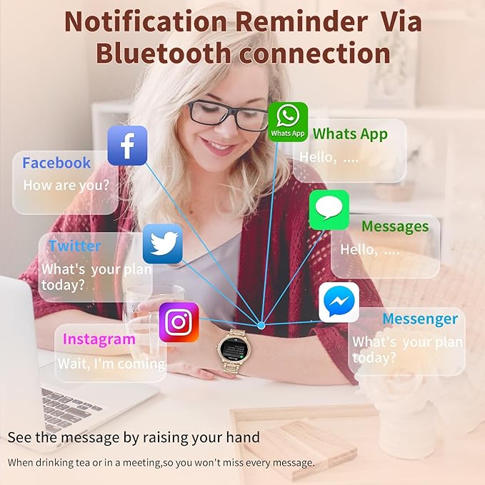 GADIXY Smart Watches for Women(Make/Answer Call) with Diamond:1.32" Fitness Tracker Watch for HR/Blood Pressure/SpO2/Sleep Monitor,Digital Running Watches for Women Android/iOS,3 Strips