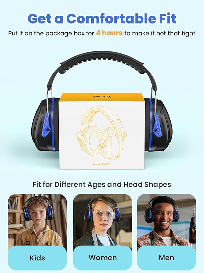 Dr.meter Noise Reduction Ear Muffs, 31dB SNR Ear Protection Safety Earmuffs, Noise Cancelling Headphones Hearing Protection for Gun Range, Yard Work, Mowing, Monster Truck and Firework