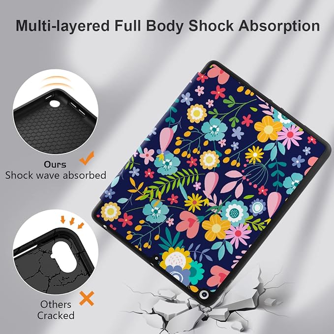 DONGKE Case Compatible with iPad 10.2 Inch 2021 2020 2019 iPad 9th/8th/7th Generation with Pencil Holder, Slim Stand Protective Case with Soft TPU Back, Auto Sleep/Wake Cover, Florals