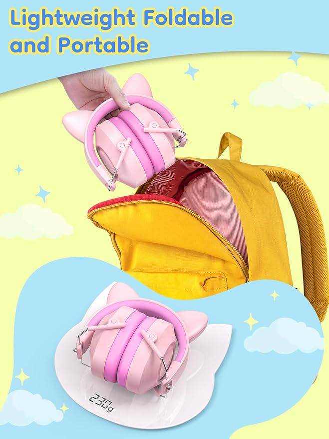 Dr.meter Ear Muffs for Noise Reduction: 32SNR Noise Cancelling Headphones for Kids with Adjustable Head Band, Kids Ear Hearing Protection Pink+Green