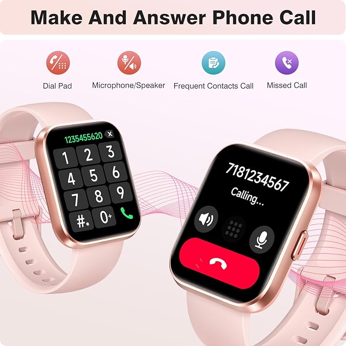 Fitpolo Smart Watches for Women Android iPhone, 1.8'' Women Smartwatch with Alexa Built-in, Bluetooth Calls, IP68 Waterproof, 7 Days Battery, Heart Rate/Sleep/SpO2 Monitor, 110 Sports Mode