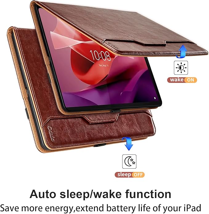 Case for Lenovo Tab P12/Xiaoxin Pad Pro 12.7 Inch 2023 (TB370FU) - PU Leather Business Folio Case with Pocket, Auto Wake/Sleep Smart Tablet Cover,Brown