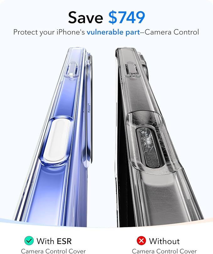 ESR for iPhone 16 Case, Camera Control Button Compatible with MagSafe, Military-Grade Protective Case for iPhone 16,Built-in Stash Stand Phone Case, Scratch-Resistant Back Cover, Clear