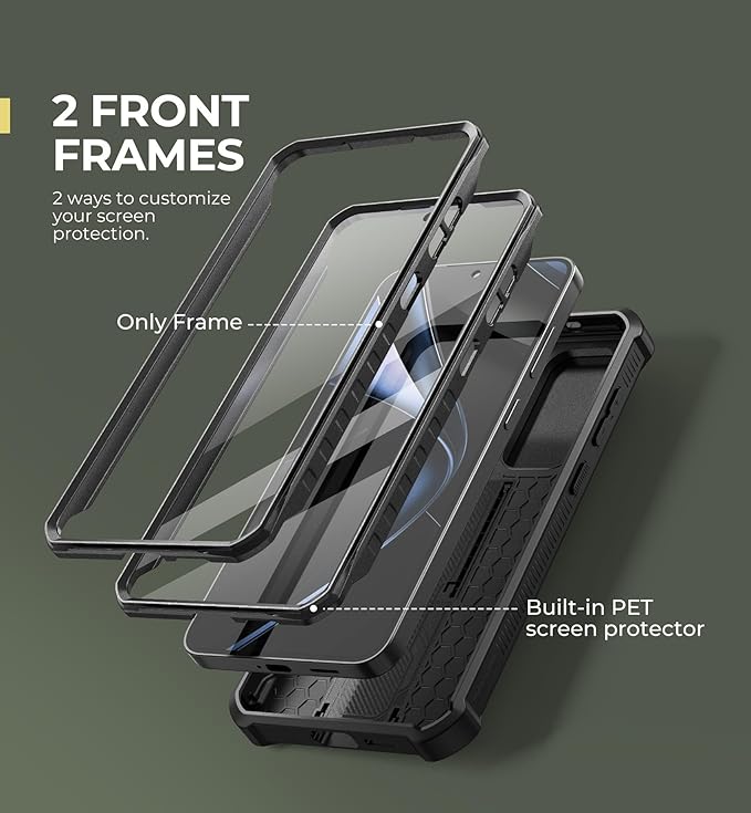 Dexnor for Samsung Galaxy S25 Plus Case with Built-in Slide Camera Cover & Screen Protector & Kickstand,Heavy-Duty Shockproof Rugged Case Full-Body Bumper Cover for Galaxy S25 Plus(2025),Black