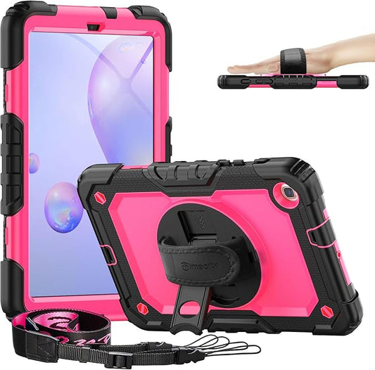 Timecity Case for Galaxy Tab A 8.4 Inch 2020, SM-T307 Case, with Stylus Holder Screen Protector/Swivel Stand/Hand Strap/Shoulder Strap, Heavy Duty Protective Tablet Case for SM-T307U- Rose