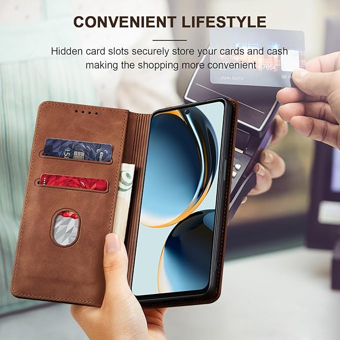 Jasonyu Flip Wallet Case for OnePlus Nord N30 5G,Leather Magnetic Folio Cover with Card Holder,Kickstand - TPU Shockproof Durable Protective Phone Case,Brown