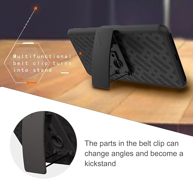 Ailiber for Samsung Galaxy S25 Ultra Case with Belt Clip, S25 Ultra Phone Case Holster with Screen Protector, Swivel Removable 2-in-1 Stand Holder, Slim Shockproof Shell Pouch Cover-Black