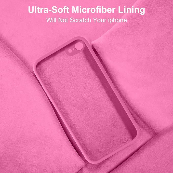 Vooii for iPhone SE Case 2022/3rd/2020,iPhone 8/7 Case, Upgraded Liquid Silicone with [Flat Edges] [Camera Protection] [Soft Anti-Scratch Microfiber Lining] Phone Case for iPhone SE - Pitaya