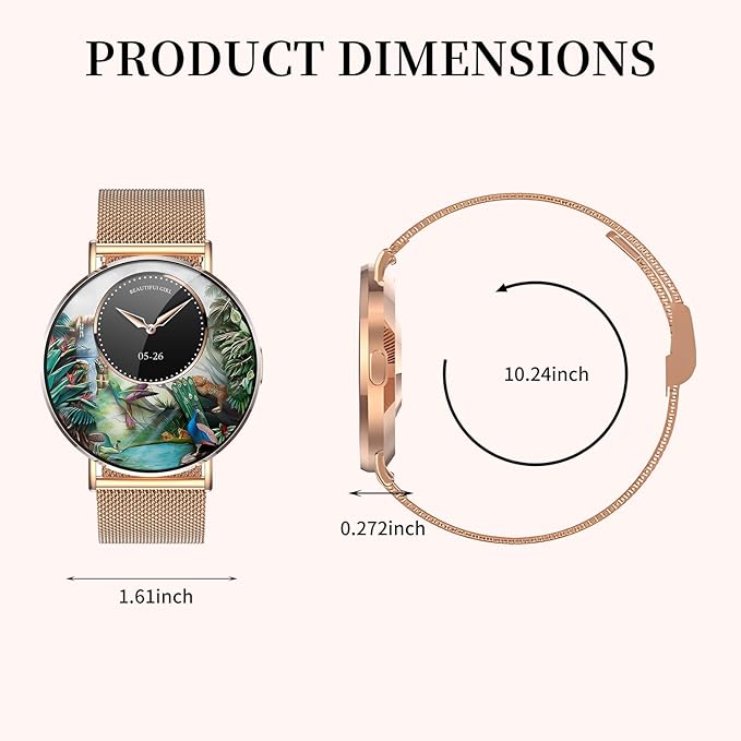Welfit Smart Watch for Women (2 Straps),1.32-inch AMOLED Ultra Clear Screen Fitness Tracker with SpO2/heart Rate/Sleep Tracking, Suitable for iOS/Android System Waterproof smartwatch(Gold)