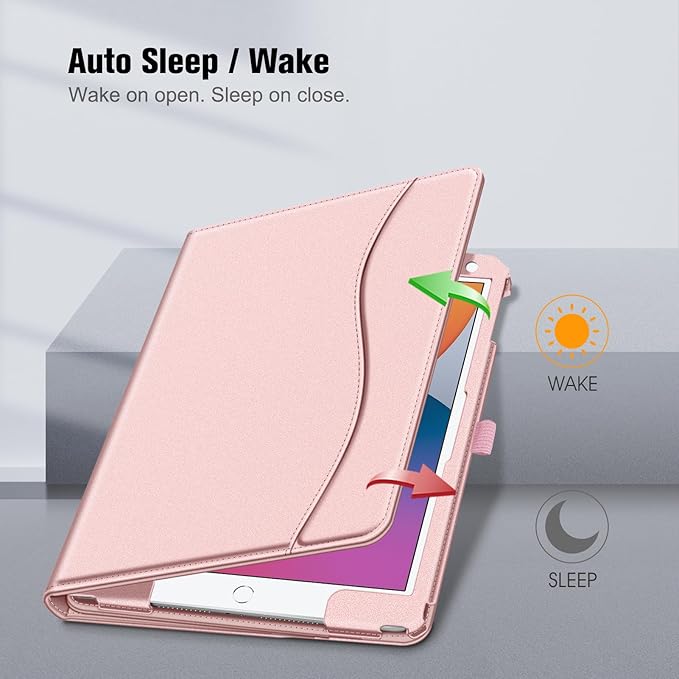 Fintie Case for iPad 9th / 8th / 7th Generation (2021/2020/2019) 10.2 Inch - [Corner Protection] Multi-Angle Viewing Stand Cover with Pocket & Pencil Holder, Auto Sleep Wake, Rose Gold