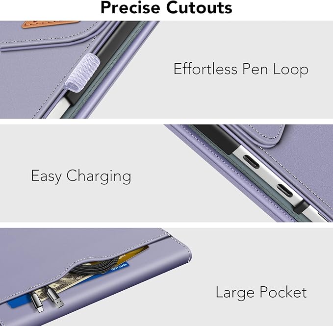 Fintie Case for Microsoft Surface Pro 12 Inch 1st Edition (2025), Multiple Angle Viewing Portfolio Business Cover with Pocket & Stylus Holder, Compatible with Type Cover Keyboard (Lilac Purple)