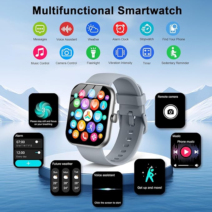 Smart Watch (Answer/Make Call), 2025 New Smartwatch for Men/Women, 1.96" Fitness Watch with 112 Sport Mode/Pedometer/Calories/Sleep/Heart Rate Monitor, IP68 Waterproof Fitness Tracker for Android iOS