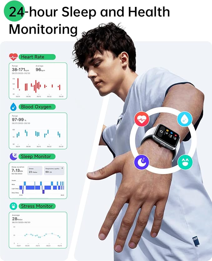 Smart Watches for Women and Men - Smart Watch Compatible for iPhone Android Phone,Alexa,Call & Notification Alerts,Heart Rate & Sleep Monitor,3 ATM Waterproof 1.83 Inches Fitness Tracker