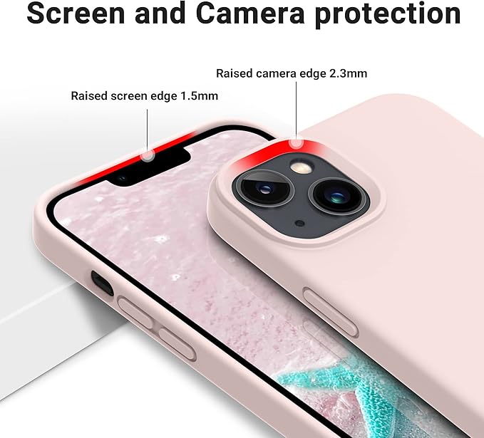 OTOFLY Designed for iPhone 14 Case, Silicone Shockproof Slim Thin Phone Case for iPhone 14 6.1 inch (Chalk Pink)