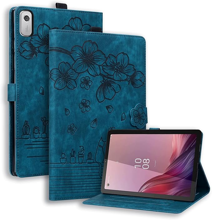 Case for Lenovo Tab M9 9.0 inch 2023 / Nook 9" Lenovo Tablet (2024), PU Leather Magnectic Cover Folio Stand Shell with Pencil Holder for tb310fu case-Blue