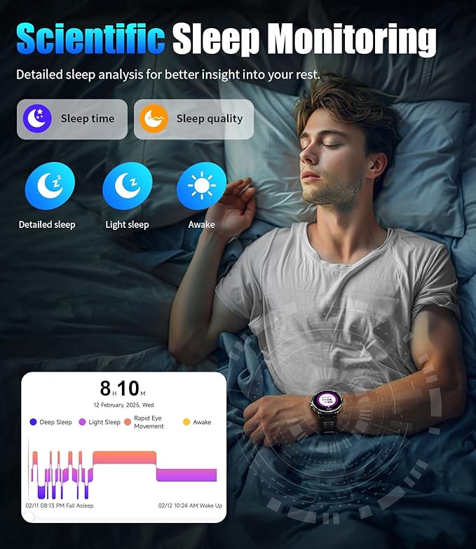 SUNKTA Military Smart Watch for Men,1.85" HD/800mAh Battery Smart Watches for Android iOS (Bluetooth Call Answer/Calls) Fitness Tracker with Heart Rate/Sleep Tracking/Blood Oxygen