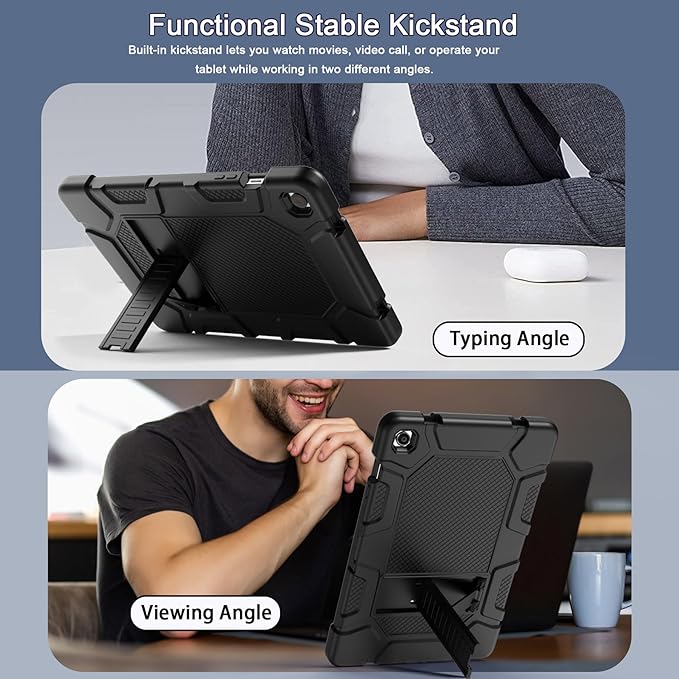 Rantice Case for Samsung Galaxy Tab A9+/A9 Plus 11", Heavy Duty Shockproof Rugged Protective Case with Kickstand for Galaxy Tab A9+/A9 Plus 11 Inch (SM-X210/X216/X218), Black