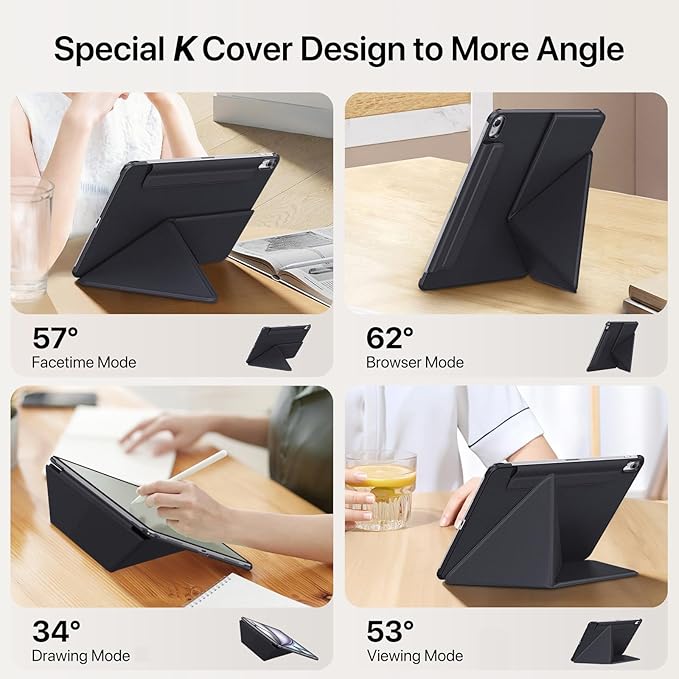 for iPad Air 11 inch Case M3/M2(2025/2024), Slim Powerful Magnetic Attachment Full Corner Protective iPad Case with Auto Wake/Sleep and Hidden Pencil Holder (Midnight Black, iPad air 11 inch)