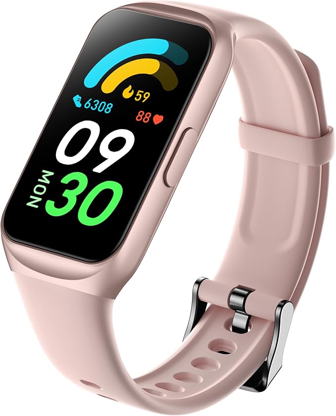 MEHRI Fitness Tracker - Smart Watch with 24/7 Heart Rate, Blood Pressure & Oxygen, Sleep & Stress Monitoring, IP68 Waterproof, Activity Tracker, Step Count, Calories, Distance & More (Pink)