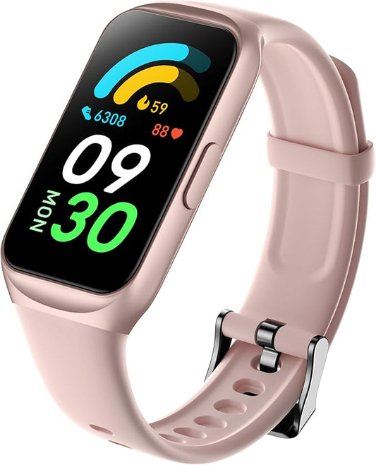MEHRI Fitness Tracker - Smart Watch with 24/7 Heart Rate, Blood Pressure & Oxygen, Sleep & Stress Monitoring, IP68 Waterproof, Activity Tracker, Step Count, Calories, Distance & More (Pink)
