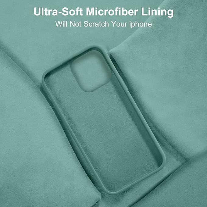 Vooii Compatible with iPhone 14 Case,[Silky Touch Premium Liquid Silicone] [Soft Anti-Scratch Microfiber Lining], Ultra Slim Shockproof Protective Case for iPhone 14 - Pine Green