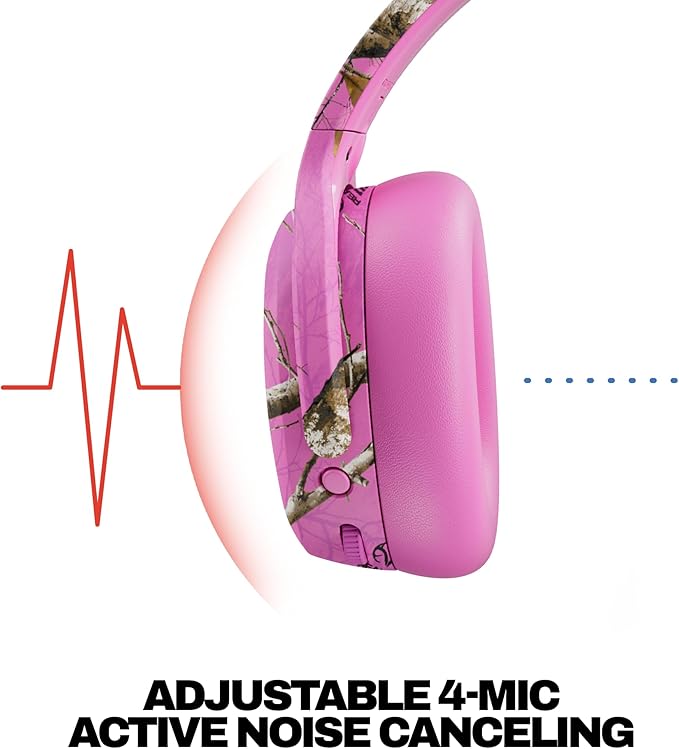 Skullcandy Crusher ANC 2 Wireless Over-Ear Bluetooth Headphones with Multi-Sensory Bass, Active Noise Cancelling, Up to 60 Hours Battery, Microphone for iPhone Android - Realtree Edge Colors Pink