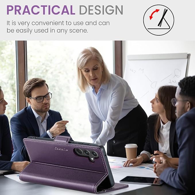 for Samsung Galaxy A35 5G Case, Premium PU Leather Wallet Case Flip Cover with [RFID Blocking][Card Holder][Stand Function] Shockproof Protective for Samsung Galaxy A35, Purple