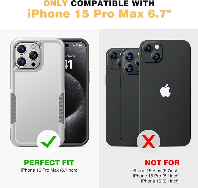 Diaclara Designed for iPhone 15 Pro Max Case, [with Privacy Screen Protector] [Anti Spy] [Military Grade Drop Protection] Heavy Duty Full-Body Shockproof Phone Case, White