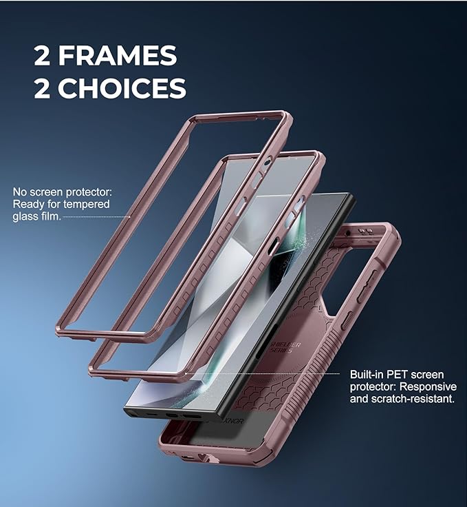 Dexnor Magnetic Case for Samsung Galaxy S24 Ultra Case, Compatible with Magsafe, 2 Front Frames & Built-in Screen Protector, Bumper Rugged Shockproof Full-Body Protective Cover with Kickstand,Pink