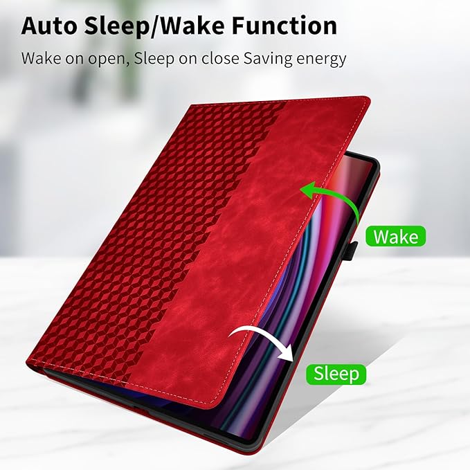 Case for Samsung Galaxy Tab S10 Plus 2024/ S9 Plus/S9FE Plus 12.4,360 Degree Rotating PU Leather Folio Protective Cover with Auto Sleep/Wake,Card Holder&Shoulder Strap for Woman Man, Red