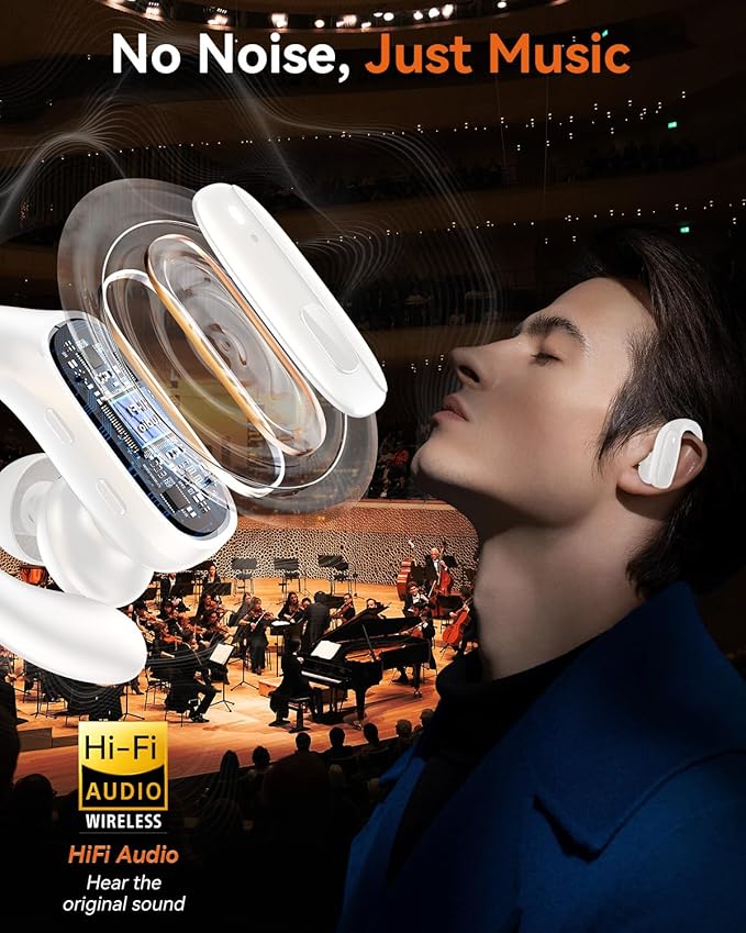 Wireless Earbuds, Sports Bluetooth 5.4 Headphones, Ear Buds with ENC Noise Canceling Mic, 80Hr Playtime Earphones, Palm-Sized, LED Power Display, IPX7 Waterproof Headset for Workout Running, White