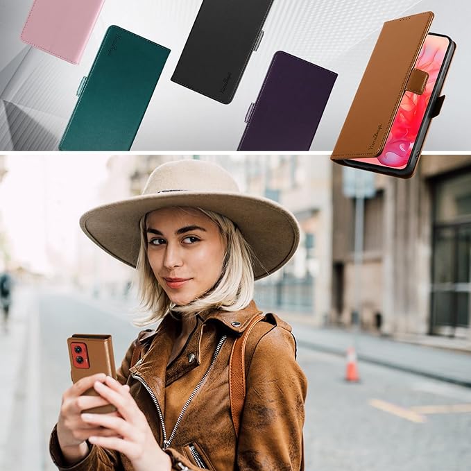 Wallet Flip Case for Moto G Stylus 5G (2024) - [RFID Blocking] Luxury PU Leather Card Holder Magnetic Phone Cover with Kickstand,Shockproof Protective Case,Brown