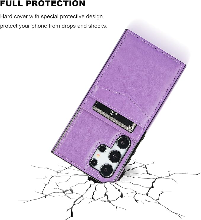 KIHUWEY for Samsung Galaxy S24 Ultra Case Wallet with Credit Card Holder, Flip Premium Leather Magnetic Clasp Kickstand Heavy Duty Protective Cover for Samsung Galaxy S24 Ultra 6.8" (Purple)