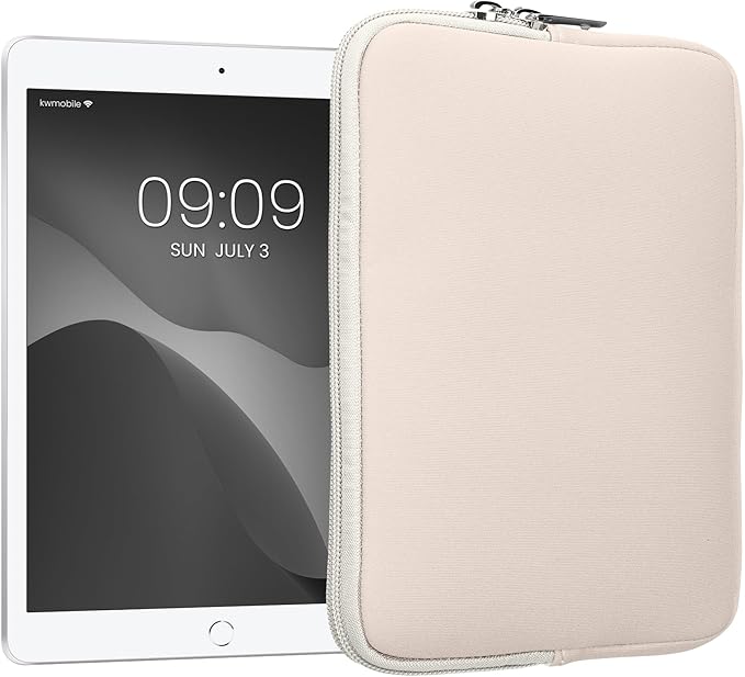 kwmobile Neoprene Pouch Compatible with 8"-8,4" Tablet - Universal Sleeve Case Cover with Zipper for Tablet - White