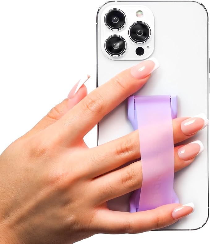 LOVEHANDLE PRO Premium Phone Grip - Silicone Phone Strap - Magnetic Phone Mount and Kickstand for Smartphone and Tablet - Lavender Glow Silicone