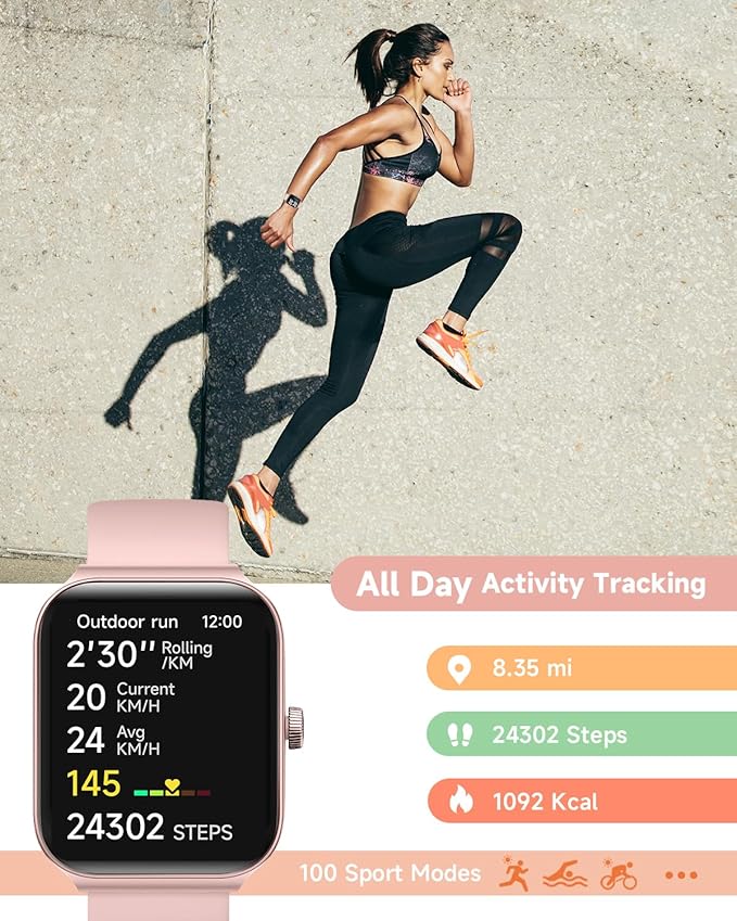 Smart Watch for Women Alexa Built-in, 1.95" Fitness Tracker with Answer/Make Calls, IP68 Waterproof/Heart Rate/Sleep Tracker/100 Sport Modes, Fitness Watch Compatible Android iOS