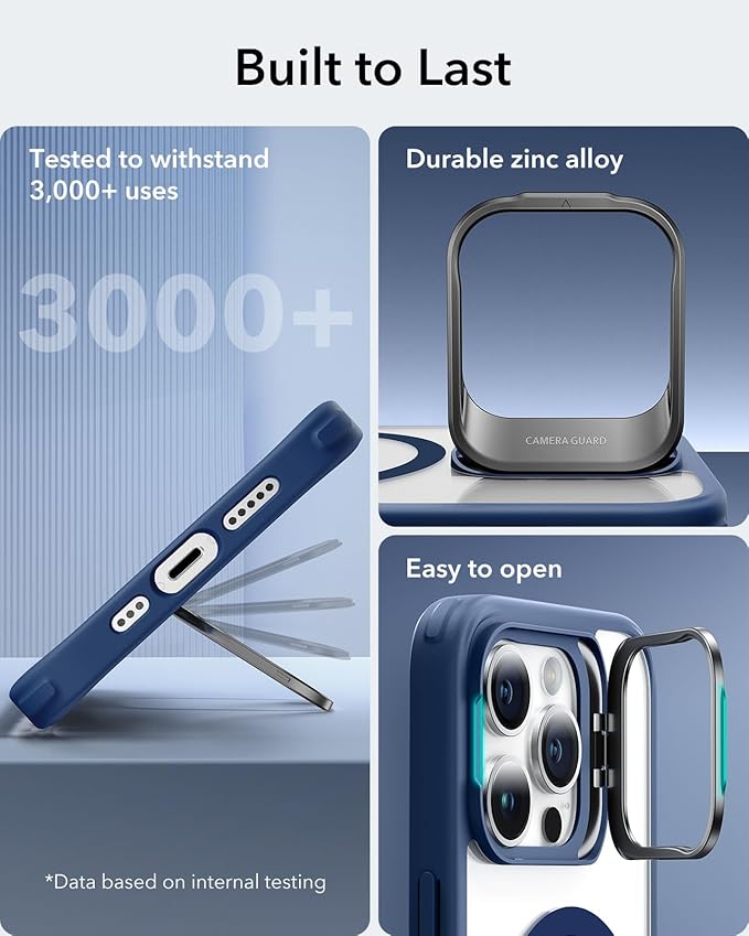 ESR for iPhone 14 Pro Case, Compatible with MagSafe, Built-in Stash Stand Clear Phone Case for iPhone 14 Pro, Military-Grade Protection, Magnetic Phone Case, Classic Series, Clear Dark Blue