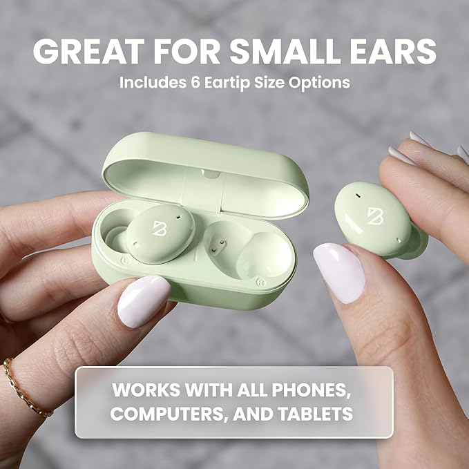 Back Bay Audio Tempo 30 Wireless Earbuds for Small Ears - Award-Winning Sound, Sweatproof Bluetooth Earbuds, Comfortable Ear Buds for Women, Green Earphones Small Ear Canals, Long Battery Headphones