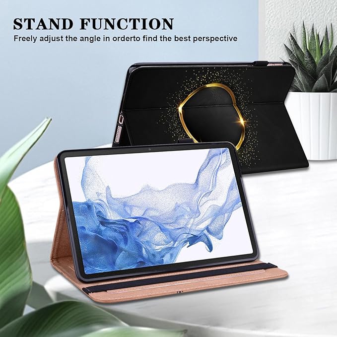 Case for Lenovo Tab M11 2024 11 inch,PU Leather Stand Flip Cover with Card Solts Elastic Band for Lenovo Tab M11 Tablet - Gold Hoop