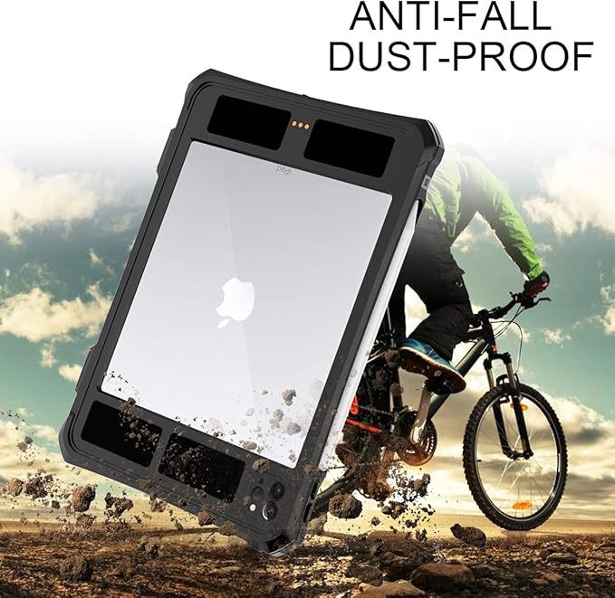 for iPad Pro 11 Case - Black Waterproof Case for iPad Pro 11 Inch 2020 2021 2022 New Clear Full Body Protection Bumper Case Shockproof Dustproof with Ring Stand Strap Built in Pen Holder